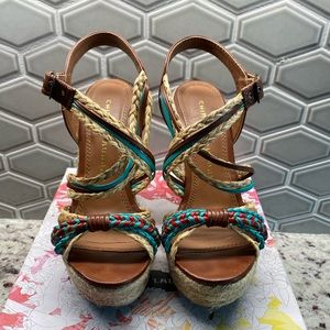 Chinese Laundry- brown leather wedge, size 6.5
